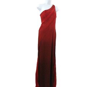 Long Red Ombre One-Shoulder Beaded Dress | Bella Mia | Size L